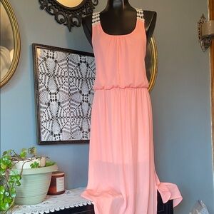 Rue21 Pink Crochet-Trim Maxi Dress